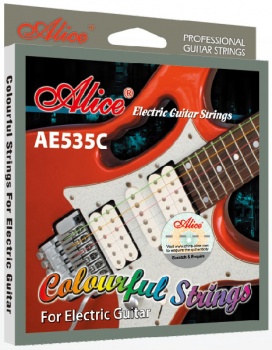 AE535C Комплект цветных струн для 6-струнной электрогитары (9-42). SUPER LIGHT. /ALICE